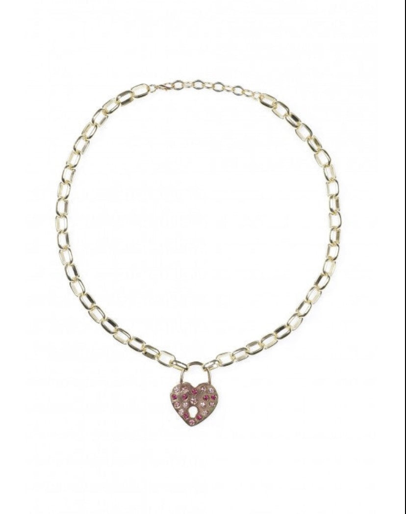 Silver Heart Padlock Necklace