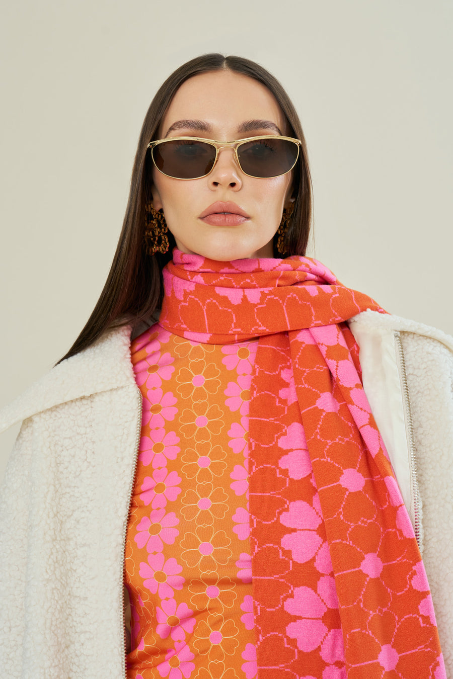 Sun-Kissed Floral Knit Scarf