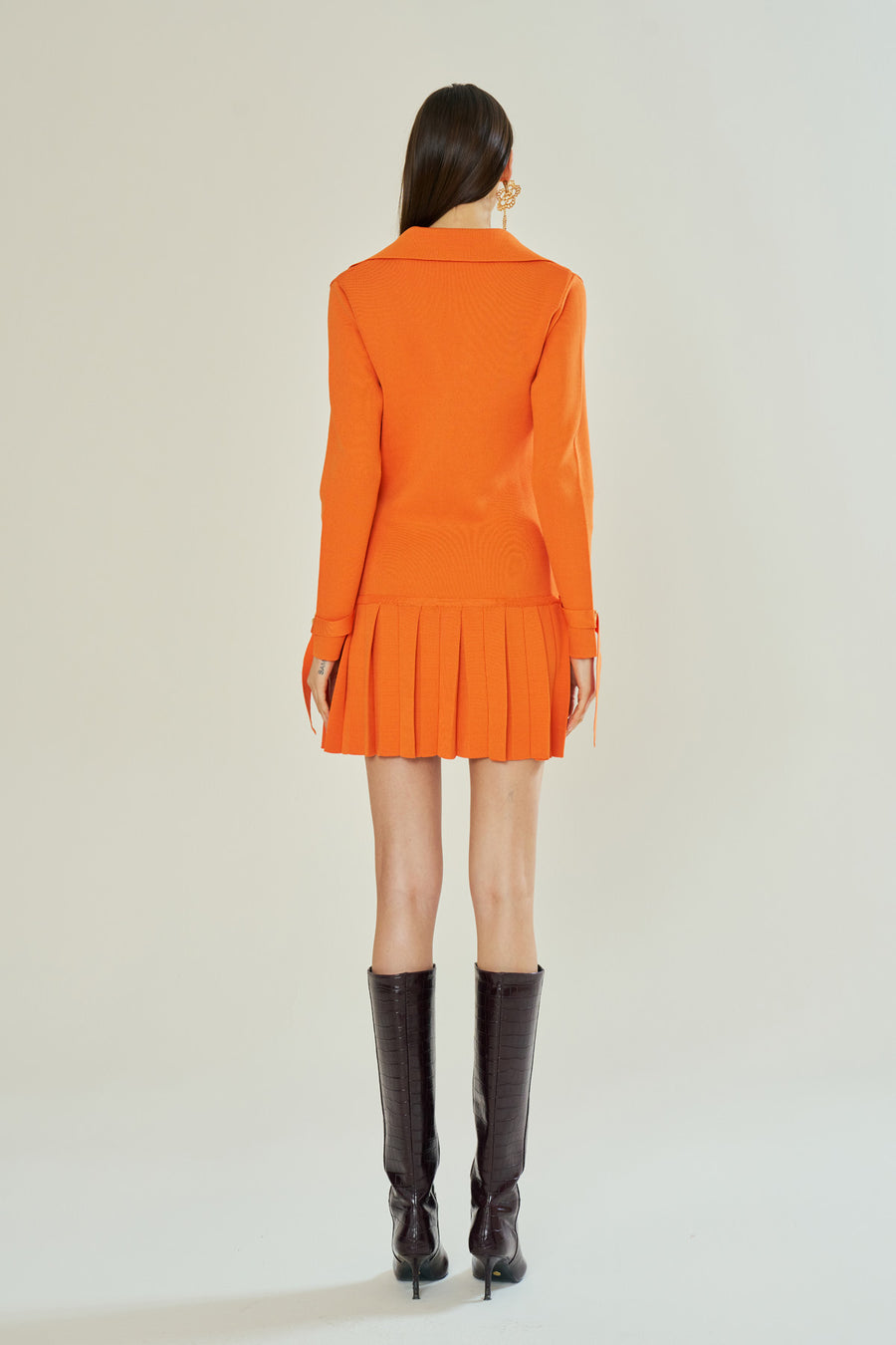 Mandarin Elegance Knit Dress