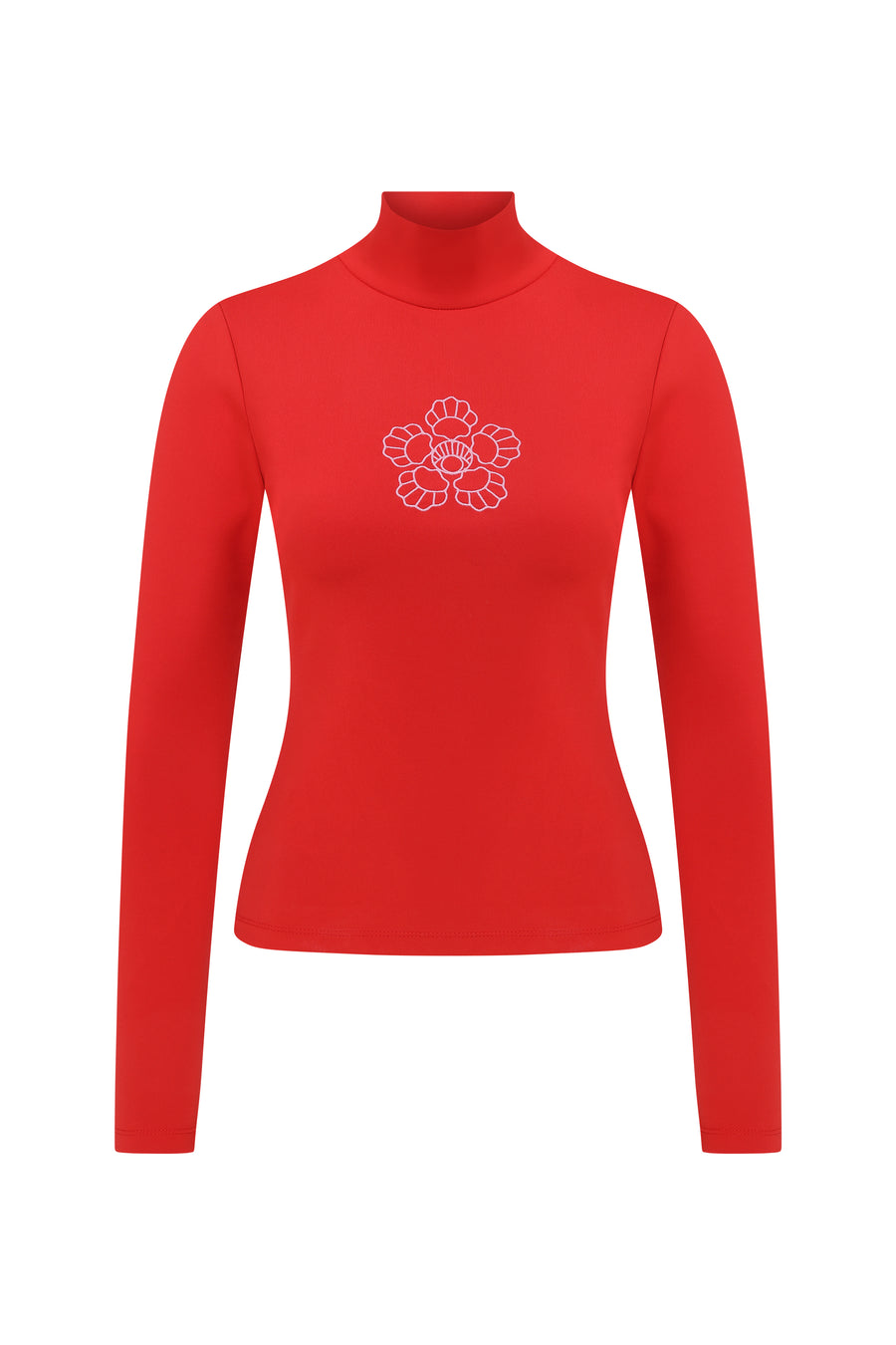 Red Blooming Crest Turtleneck