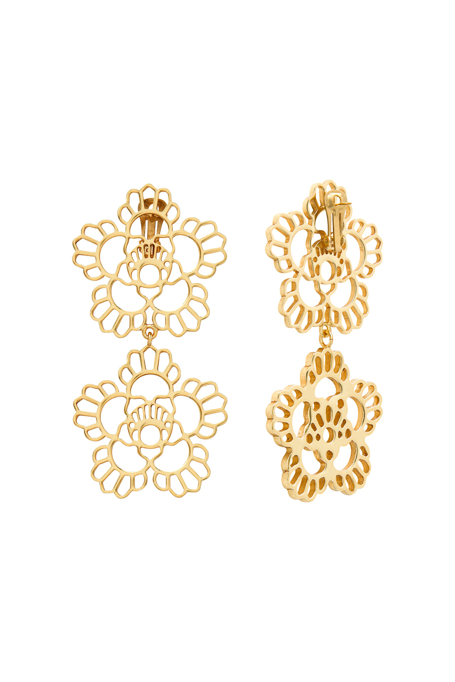 Floral Iconic Double Earrings (Gold)