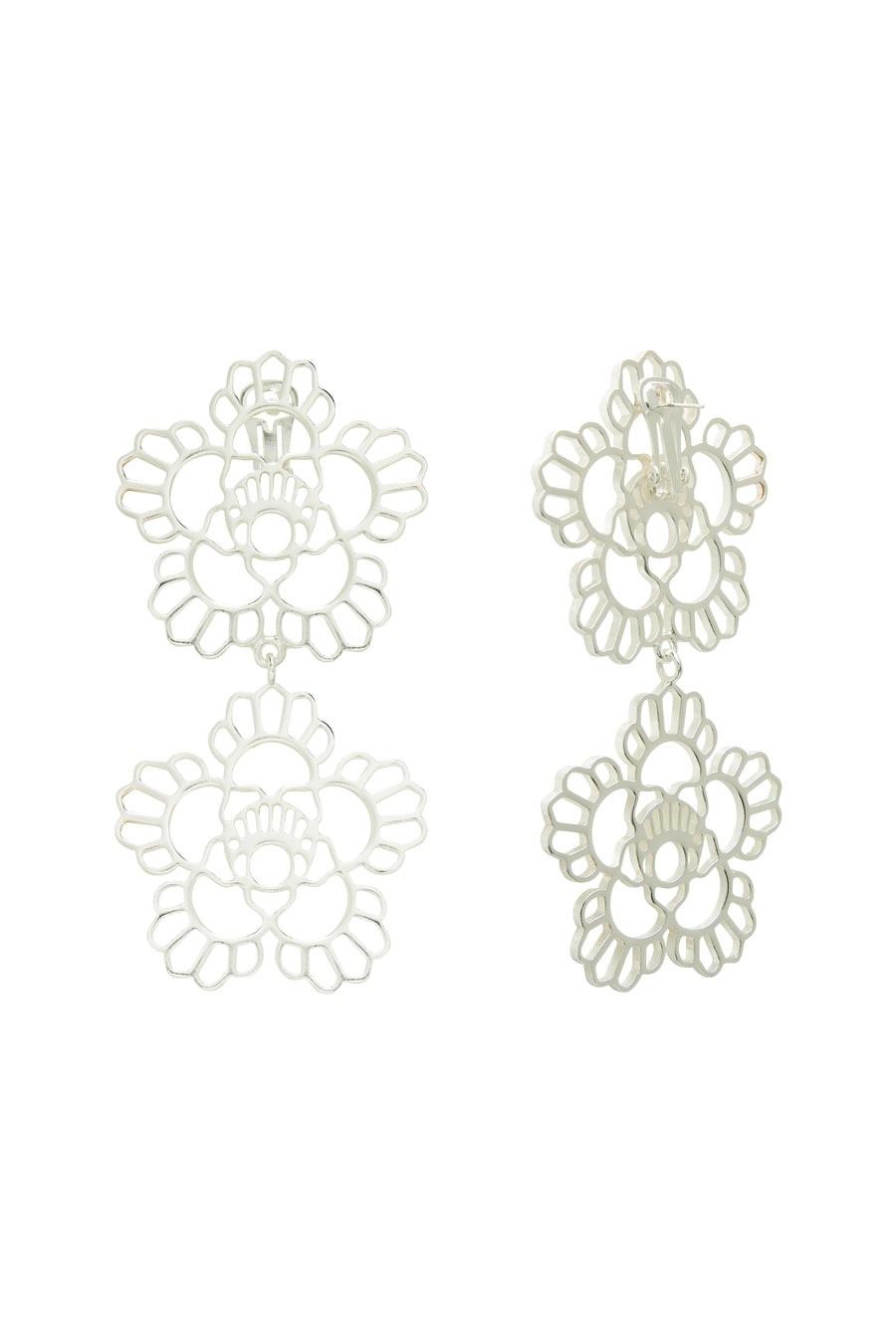 Floral Iconic Double Earrings (Silver)