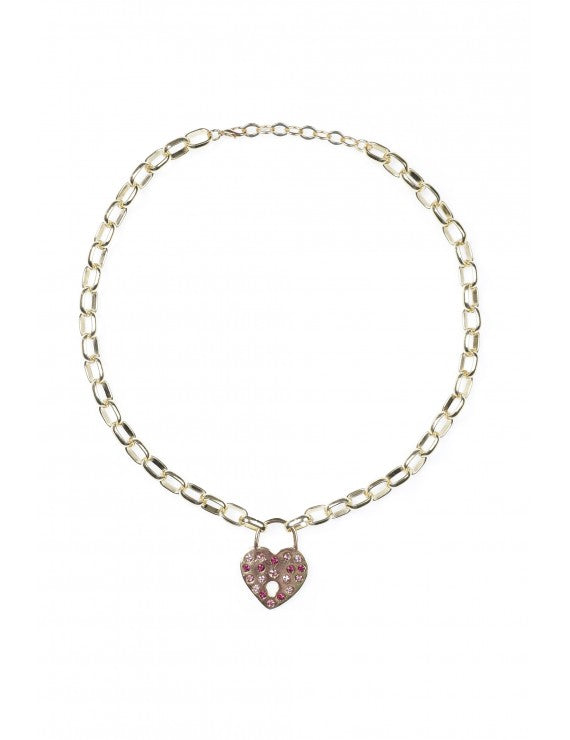 Gold Heart Padlock Necklace