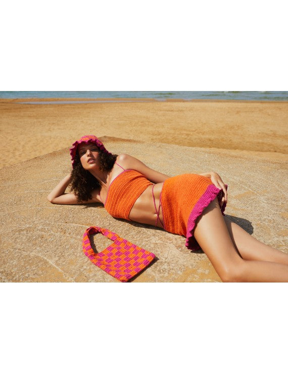 Orange Cross Detailed Knit Top