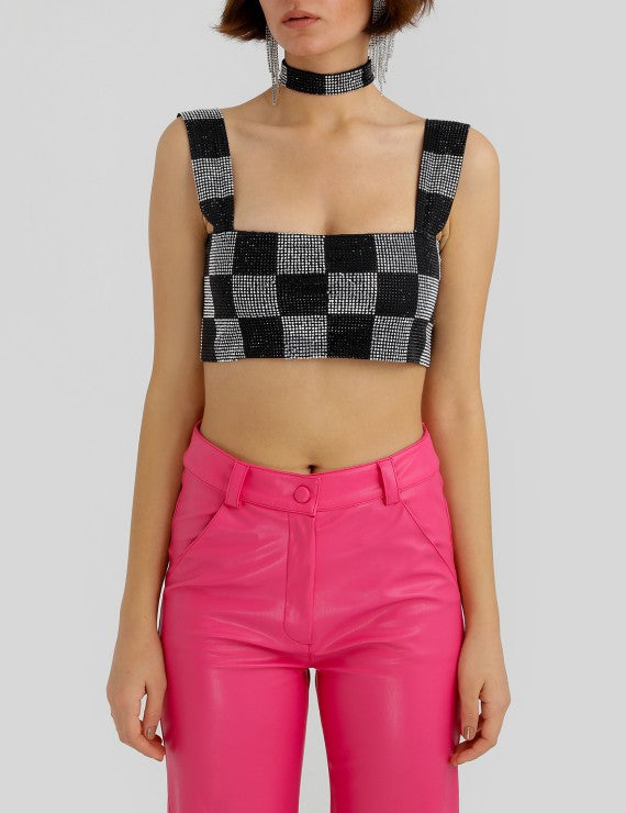 Checkered Glitter Top