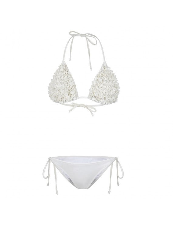 White Ruffled Bikini Set